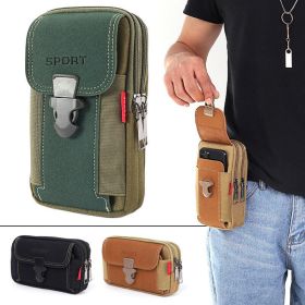 'HIM' Sport Belt Waist Canvas Bag (Color: Khaki)